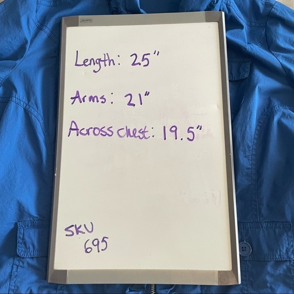 Cleo blue ruffle full front canvas  jacket coat spring summer fall - Picture 13 of 13